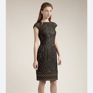 Tadashi Shoji Katori Mixed Media Collage Lace Black Nude Cocktail Dress 2